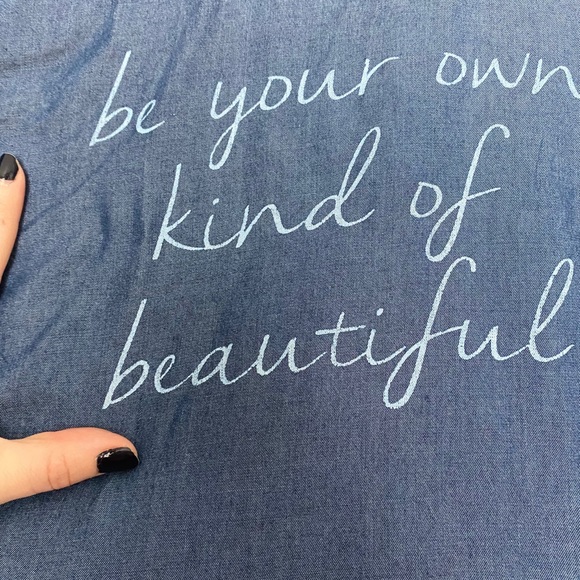 NWT New York & Company Split Back Graphic Blouse in Indigo Blue Size Small - Picture 12 of 13